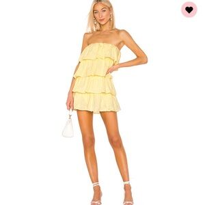 Tularosa Pastel Yellow Strapless Mini Dress (Finley Dress)